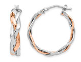 14K Two-tone White and Rose Pink Gold Hoop Earrings